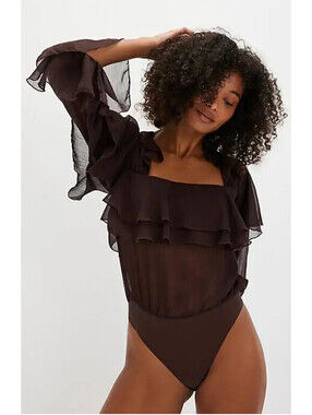 Free People Intimately Give Me Drama Bodysuit brown size XS NWT